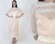 Vtg White Lace Victorian Dress