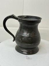 Antique Victorian 1 Pint Pewter TANKARD, Stamped But Unreadable