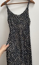 Olivier Strelli Maxi Dress Bias Cut Swingy Small/Med Navy Spots 90’s Kate Moss