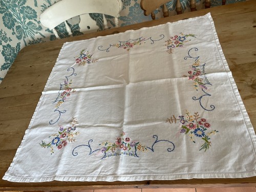 Vintage linen white - white, tablecloth