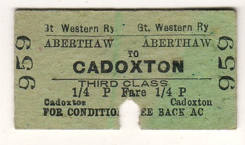Railway ticket gwr aberthaw - ticket, aberthaw-