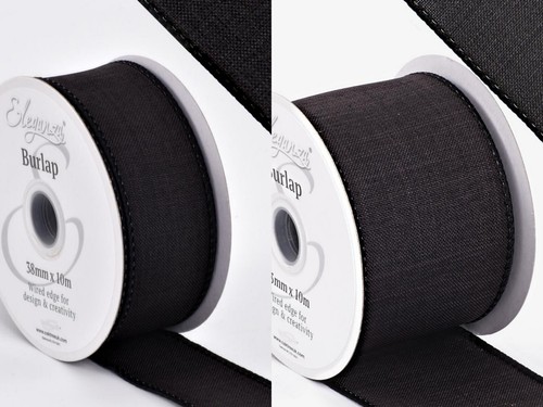Black wired edge burlap - black,