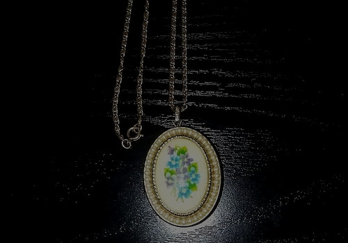 Floral cameo locket - floral,