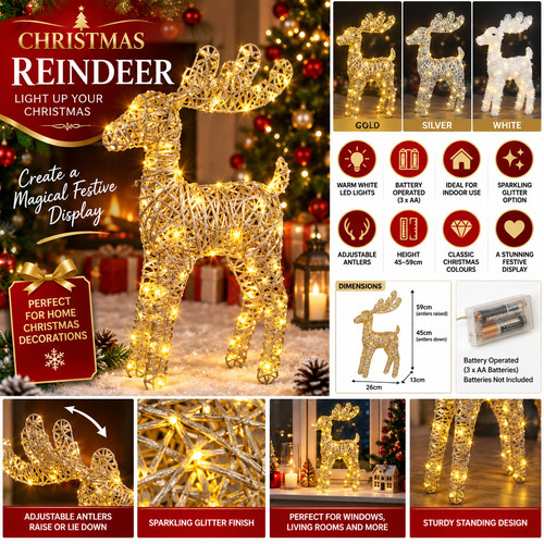 Christmas reindeer stag - reindeer, led