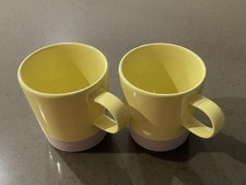 David Mellor yellow stoneware mugs x2 , exc. used con, currently out of stock