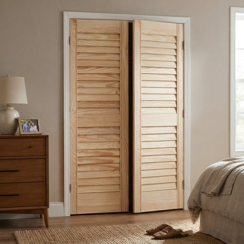 Vented open louvre cupboard - open,