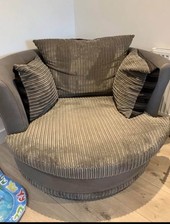 DFS Grey Swivel Cuddle Chair /Love Seat