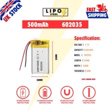 ⚡ 3.7V 602035 500mAh LiPo