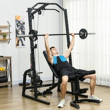 Smith Machine Power Rack with Pull Up Bar, Lat Pull Down System