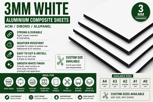 3mm white aluminium - white, composite