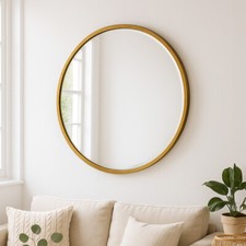 Mirror Large Round Wall Antique Vintage Gold Metal Frame Bathroom Mirror 80cm
