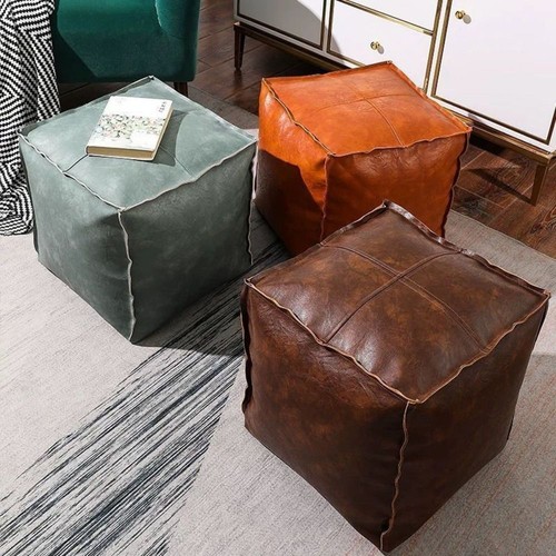 Moroccan style leather pouf - pu,