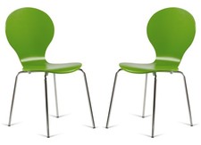 2 Green Kimberley Bentwood Dining Chairs Chrome Leg Keeler Cafe Style Slight2nds