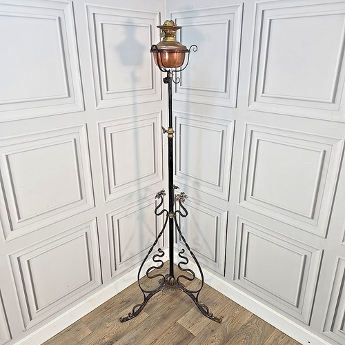 Antique standard lamp copper - lamp,