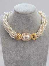 Vintage 6 Row Faux Pearl And