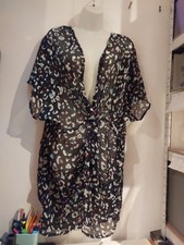 M&S. Black Pattern Semi Sheer Beach Cover Up.  Size Medium