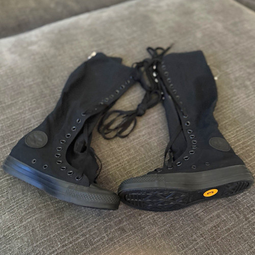 Converse black knee high zip - high,