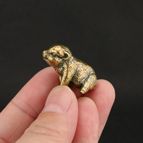 Small solid brass pig - brass,