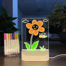 LED Message Note Board with Colors, Acrylic Dry Erase Board with 7 Pens for Home