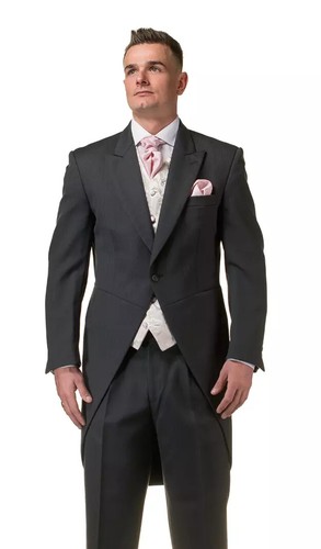 Grey herringbone tailcoat - herringbone,