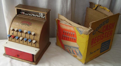 Vintage toy cash register - vintage,