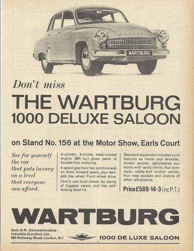 Wartburg 1000 deluxe original - wartburg,