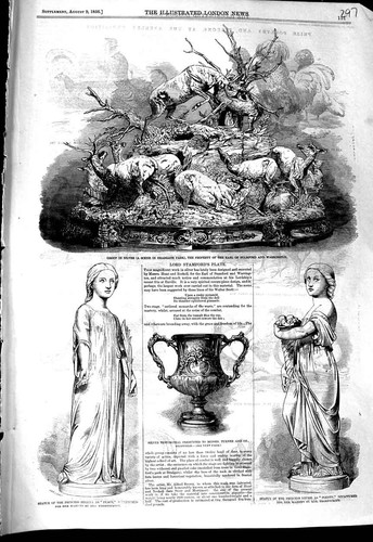 Old antique print 1856 - 1856, statue