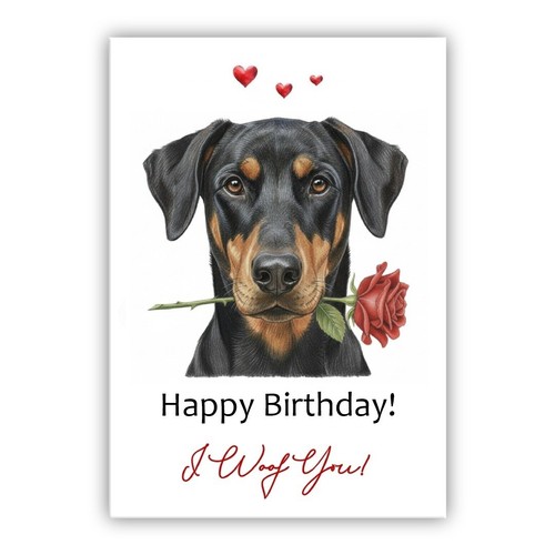 Doberman dog birthday - dog, card