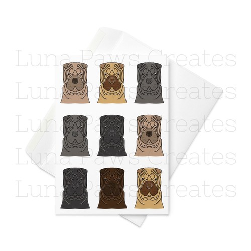 Shar pei card - shar, dog