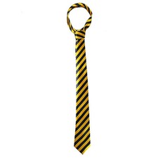 STRIPED YELLOW TIE SATIN NECKTIE ST TRINIANS WIZARD SCHOOL FANCY DRESS HEN PARTY
