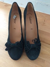Gabor black suede court shoes - black,
