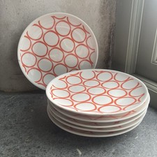 6 x Habitat Mix it Up Orange Red Circles 8" Salad Starter Plates