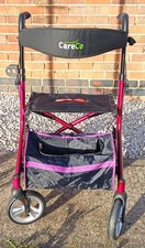 CareCo Raspberry Red Evo Suspension Walker/Rollator Seat & Bag Foldable