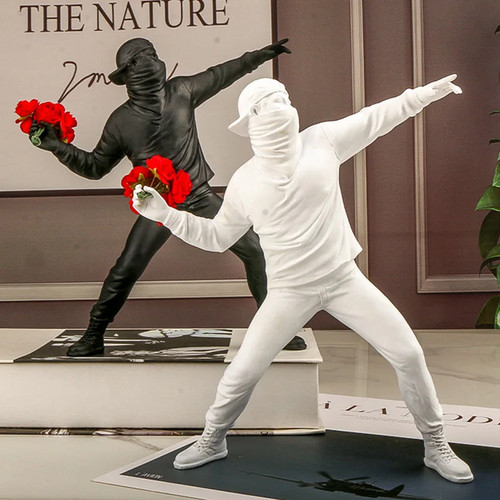 Banksy statue sculpture flower - banksy,