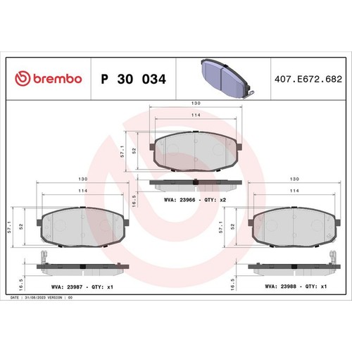 Brembo brake pad set p30034 - brembo,