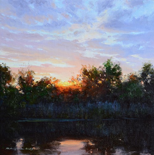 Sunset original oil painting - oil,