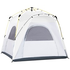 Outsunny 4 Man Pop Up Tent Camping Backpacking Dome Tent, Light Grey