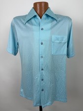 Vintage 70s Joel California Disco Shirt Men M Tight Stretchy Polka Dot Polyester