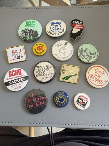 Political campaign pin badges - political,
