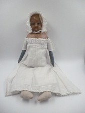 Antique 1820s/40s wax over comp slit head doll 14.5" lovely early dress & bonnet