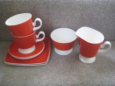 Vtg. Stylish Carlton Ware Tea Cups/Saucers, Side Plates, Milk Jug, Sugar Bowl
