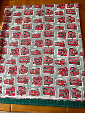 Cath Kidston LONDON BUSES Cotton Duck Fabric Remnant 27"x 31" Red Double Deckers