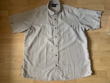 Men’s Guinness Short Sleeve Button Up Stripped Shirt White Brown Size 2XL