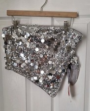 Cider Silver Sequin Crop Top