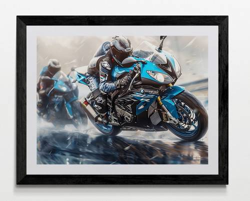 Moto motorbike racing framed - motorbike,
