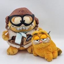 Garfield Vintage Plush Bundle X2 Rare Dakin 1981 Soft Toys Inc. Aviator Pilot
