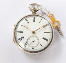 1876 SILVER CASED CHAIN DRIVEN FUSEE POCKET WATCH JAMES WATT LIVERPOOL WORKING