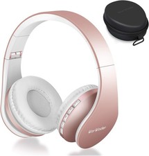 Bluetooth Headphones Over-Ear, Foldable, Wired & Wireless, Micro SD/TF Rose Gold