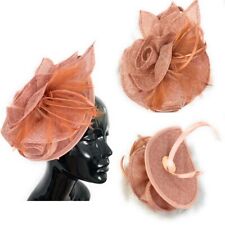 Dusty Pink Sinamay Rose Flower Feather Fascinator Headband Wedding Race Hat UK
