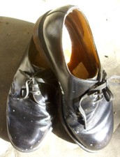 Vintage Made in England Black Leather Dr Marten 1461 Shoes Size 9 G Skinhead Mod